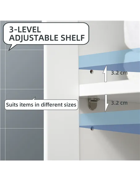 kleankin Bathroom Cabinet, Bathroom Storage Unit with Drawer, Double Door Cabinet, Adjustable Shelf for Living Room, White