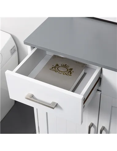 kleankin Freestanding Bathroom Cabinet, Storage Cupboard with 2 Drawers, Double Doors, Adjustable Shelf, White