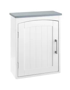 kleankin Bathroom Cabinet Wall Mounted, Modern Bathroom Wall Cabinet with Arched Door and Adjustable Shelf, Bathroom Storage Cab