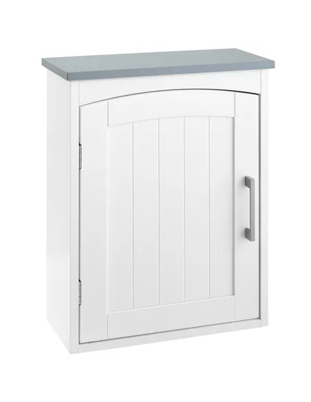 kleankin Bathroom Cabinet Wall Mounted, Modern Bathroom Wall Cabinet with Arched Door and Adjustable Shelf, Bathroom Storage Cab