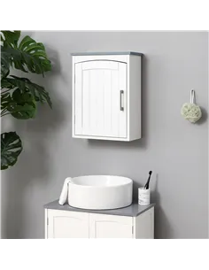 kleankin Bathroom Cabinet Wall Mounted, Modern Bathroom Wall Cabinet with Arched Door and Adjustable Shelf, Bathroom Storage Cab 2
