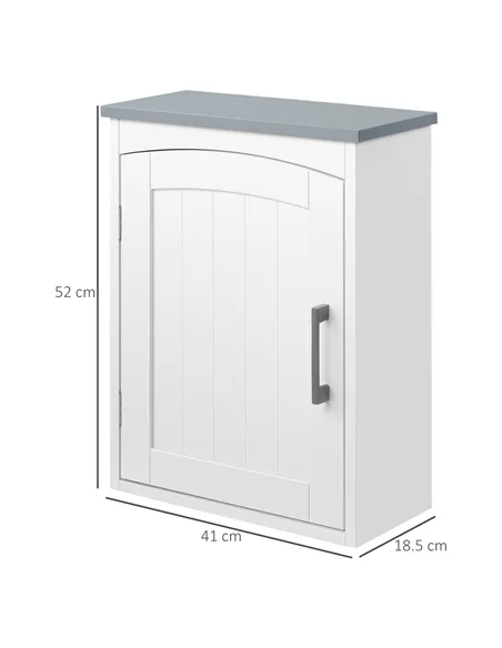 kleankin Bathroom Cabinet Wall Mounted, Modern Bathroom Wall Cabinet with Arched Door and Adjustable Shelf, Bathroom Storage Cab