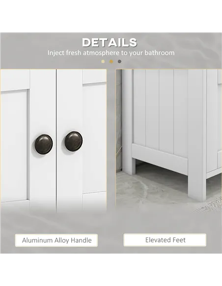 kleankin Pedestal Under Sink Cabinet with Double Doors, Modern Bathroom Vanity Storage Unit with Shelves, White