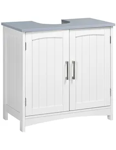 kleankin Pedestal Under Sink Cabinet with Double Doors, Modern Bathroom Vanity Unit, Storage Cupboard with Adjustable Shelves, W