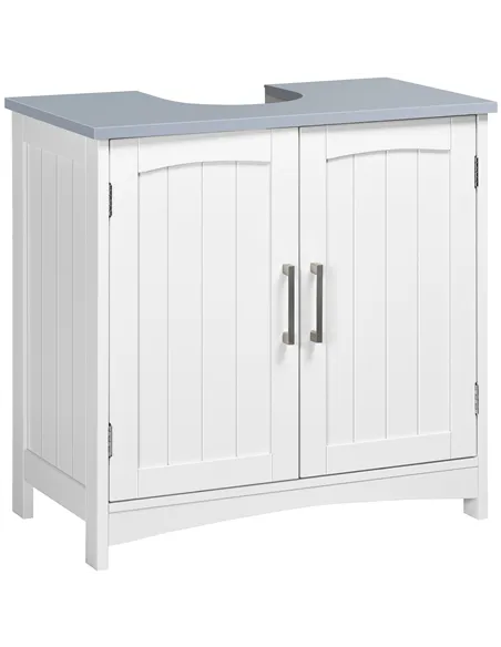 kleankin Pedestal Under Sink Cabinet with Double Doors, Modern Bathroom Vanity Unit, Storage Cupboard with Adjustable Shelves, W