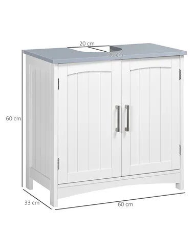 kleankin Pedestal Under Sink Cabinet with Double Doors, Modern Bathroom Vanity Unit, Storage Cupboard with Adjustable Shelves, W
