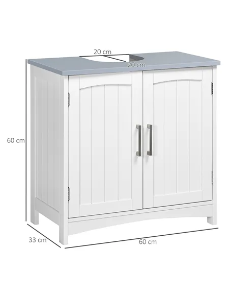 kleankin Pedestal Under Sink Cabinet with Double Doors, Modern Bathroom Vanity Unit, Storage Cupboard with Adjustable Shelves, W