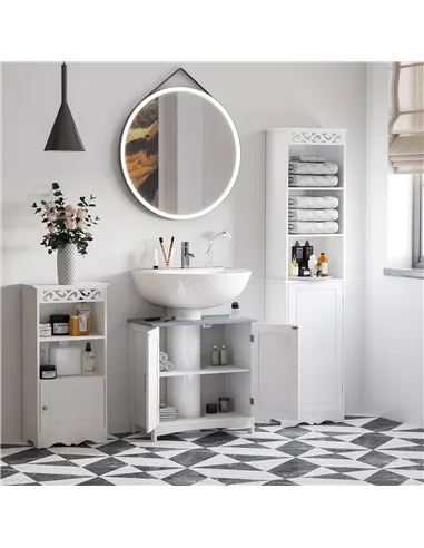 kleankin Pedestal Under Sink Cabinet with Double Doors, Modern Bathroom Vanity Unit, Storage Cupboard with Adjustable Shelves, W