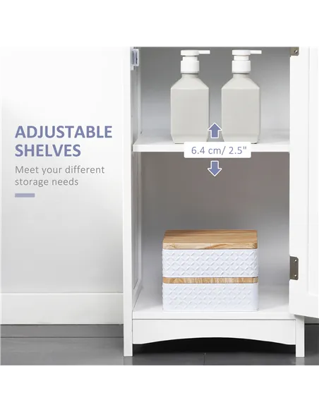 kleankin Tall Bathroom Storage Cabinet with 3 Tier Shelf, Cupboard, Drawer, Door, Freestanding Linen Tower, Slim Side Organizer,