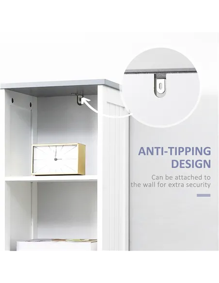 kleankin Tall Bathroom Storage Cabinet with 3 Tier Shelf, Cupboard, Drawer, Door, Freestanding Linen Tower, Slim Side Organizer,