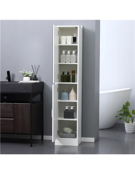 kleankin Tall Bathroom Cabinet with Mirror and Adjustable Shelf - White