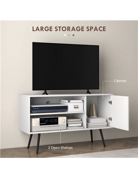 HOMCOM Duo Storage TV Unit, with Striped Door - White