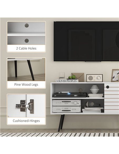 HOMCOM Duo Storage TV Unit, with Striped Door - White