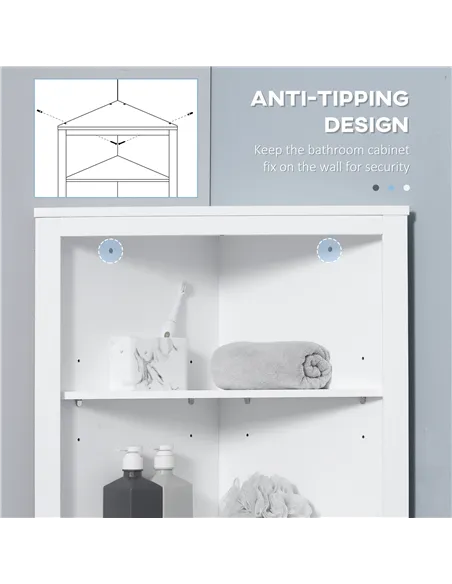kleankin Triangle Bathroom Cabinet, Corner Bathroom Storage Unit with Cupboard and 3-Tier Shelves, Free Standing, White
