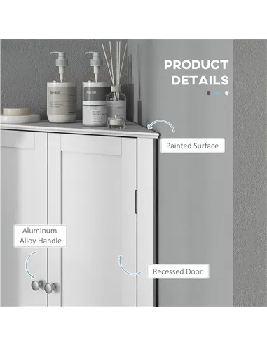 kleankin Triangle Bathroom Cabinet, Corner Bathroom Storage Unit with Adjustable Shelf and Recessed Door, Free Standing, White