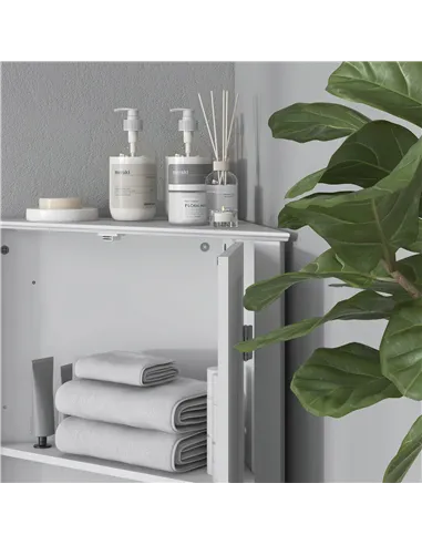 kleankin Triangle Bathroom Cabinet, Corner Bathroom Storage Unit with Adjustable Shelf and Recessed Door, Free Standing, White