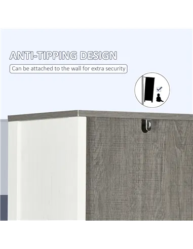 kleankin Tall Bathroom Storage Cabinet, Freestanding Tower Cabinet with 3 Open Shelves and Adjustable Shelf, Antique White