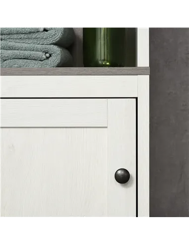 kleankin Tall Bathroom Storage Cabinet, Freestanding Tower Cabinet with 3 Open Shelves and Adjustable Shelf, Antique White