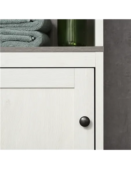 kleankin Tall Bathroom Storage Cabinet, Freestanding Tower Cabinet with 3 Open Shelves and Adjustable Shelf, Antique White