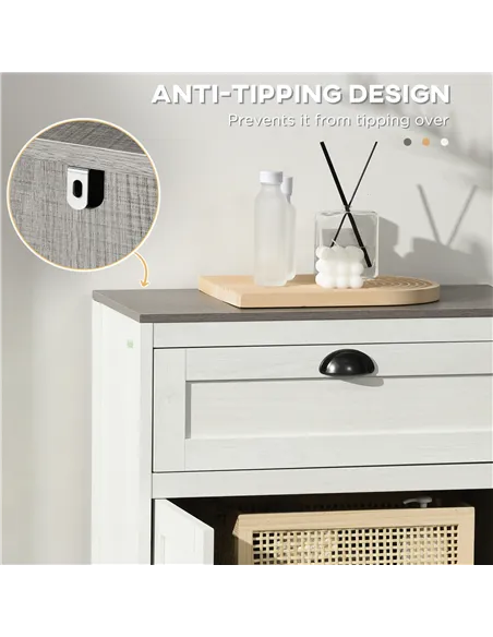 kleankin Bathroom Floor Cabinet, Freestanding Storage Cupboard with Drawer, Double Door Cabinet and Adjustable Shelf, White