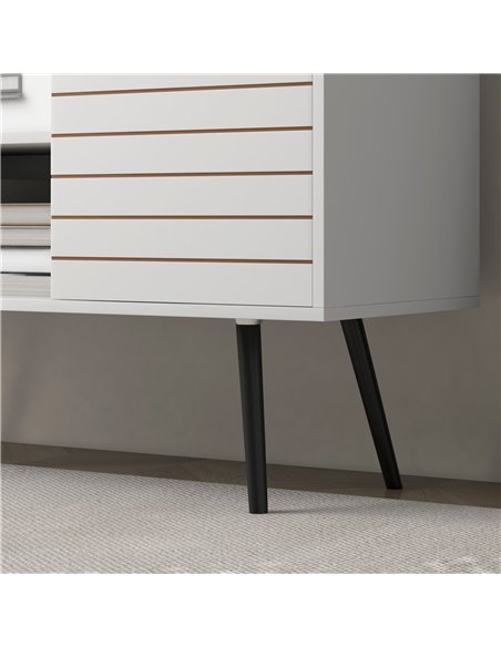 HOMCOM Duo Storage TV Unit, with Striped Door - White