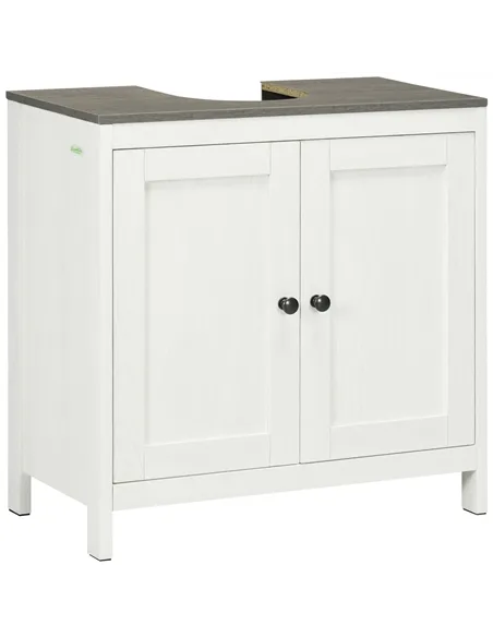 kleankin Modern Bathroom Sink Cabinet, Floor Standing Under Sink Cabinet, Freestanding Storage Cupboard with Adjustable Shelf, D