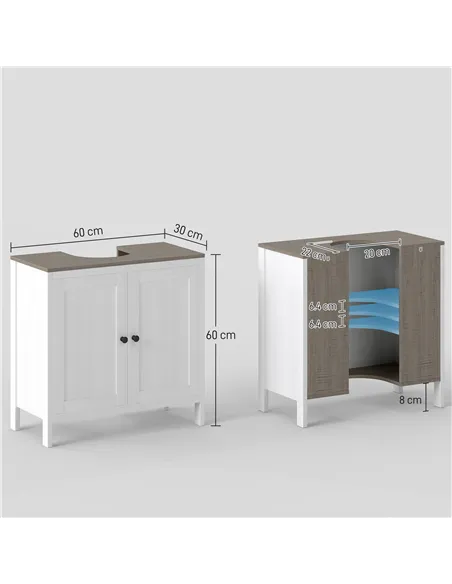kleankin Modern Bathroom Sink Cabinet, Floor Standing Under Sink Cabinet, Freestanding Storage Cupboard with Adjustable Shelf, D