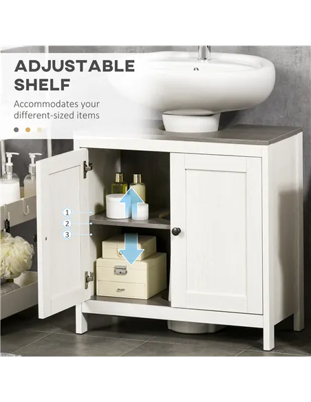 kleankin Modern Bathroom Sink Cabinet, Floor Standing Under Sink Cabinet, Freestanding Storage Cupboard with Adjustable Shelf, D