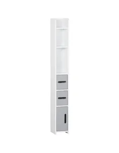 kleankin Modern Bathroom Storage Cabinet, Freestanding Tall Bathroom Cabinet with Open Shelves and 3 Cupboards with Door, for Be