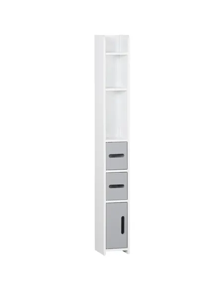 kleankin Modern Bathroom Storage Cabinet, Freestanding Tall Bathroom Cabinet with Open Shelves and 3 Cupboards with Door, for Be