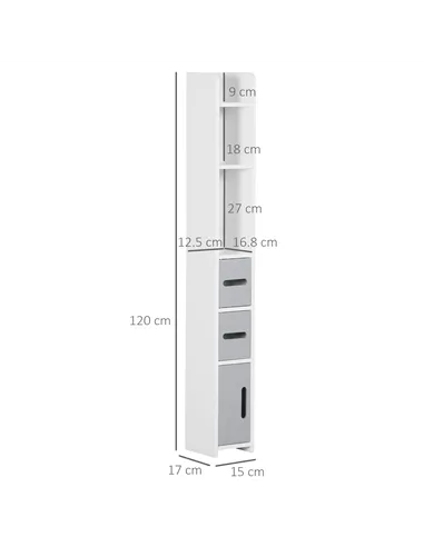 kleankin Modern Bathroom Storage Cabinet, Freestanding Tall Bathroom Cabinet with Open Shelves and 3 Cupboards with Door, for Be