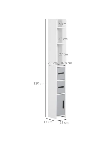 kleankin Modern Bathroom Storage Cabinet, Freestanding Tall Bathroom Cabinet with Open Shelves and 3 Cupboards with Door, for Be