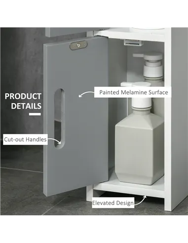 kleankin Modern Bathroom Storage Cabinet, Freestanding Tall Bathroom Cabinet with Open Shelves and 3 Cupboards with Door, for Be