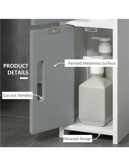 kleankin Modern Bathroom Storage Cabinet, Freestanding Tall Bathroom Cabinet with Open Shelves and 3 Cupboards with Door, for Be
