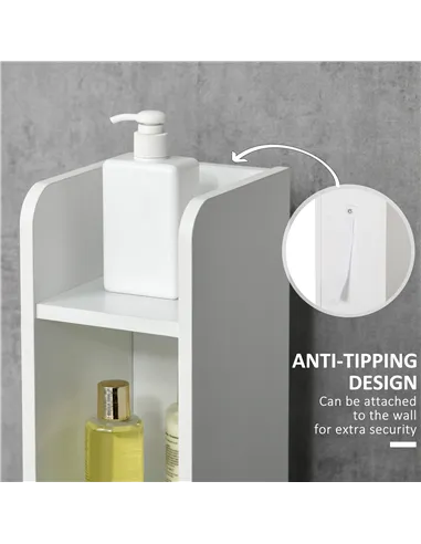 kleankin Modern Bathroom Storage Cabinet, Freestanding Tall Bathroom Cabinet with Open Shelves and 3 Cupboards with Door, for Be