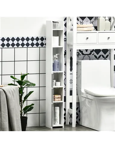 kleankin Modern Bathroom Storage Cabinet, Freestanding Tall Bathroom Cabinet with Open Shelves and 3 Cupboards with Door, for Be