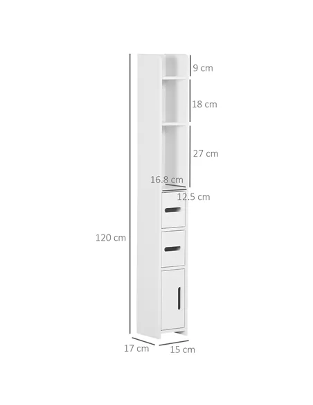 kleankin Modern Bathroom Storage Cabinet, Freestanding Tall Bathroom Cabinet with Open Shelves and 3 Cupboards with Door, for Be