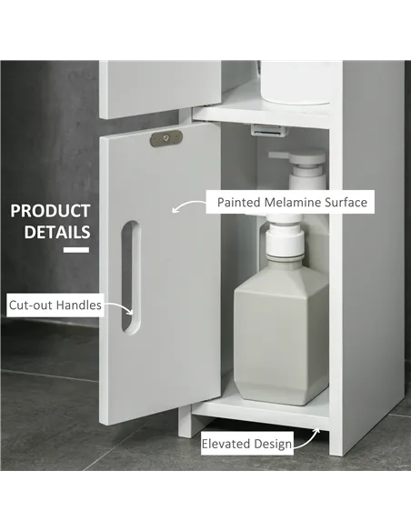 kleankin Modern Bathroom Storage Cabinet, Freestanding Tall Bathroom Cabinet with Open Shelves and 3 Cupboards with Door, for Be