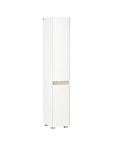 kleankin Tall Bathroom Cabinet with Adjustable Shelves, 5-Tier Modern Freestanding Tallboy with Storage Cabinets, White