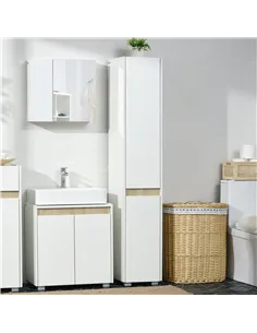 kleankin Tall Bathroom Cabinet with Adjustable Shelves, 5-Tier Modern Freestanding Tallboy with Storage Cabinets, White 2