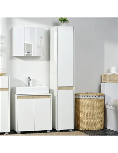 kleankin Tall Bathroom Cabinet with Adjustable Shelves, 5-Tier Modern Freestanding Tallboy with Storage Cabinets, White