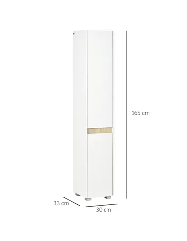 kleankin Tall Bathroom Cabinet with Adjustable Shelves, 5-Tier Modern Freestanding Tallboy with Storage Cabinets, White