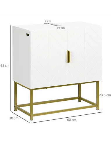 kleankin Bathroom Mirror Cabinet Under Sink Storage Cabinet Basin Cupboard with 2 Doors and Gold Steel Legs