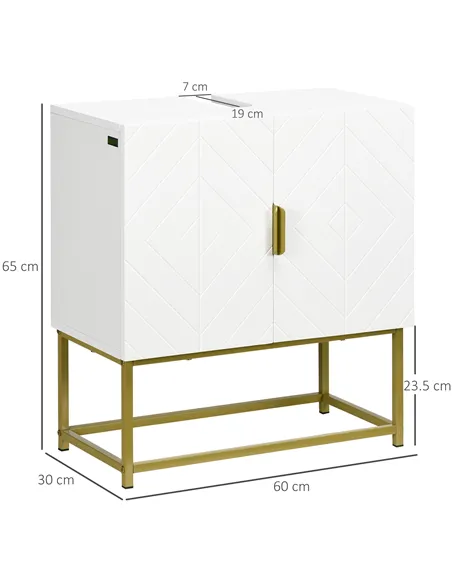 kleankin Bathroom Mirror Cabinet Under Sink Storage Cabinet Basin Cupboard with 2 Doors and Gold Steel Legs