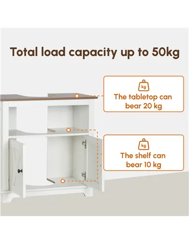 kleankin Under Sink Cabinet Bathroom Vanity Unit with Double Doors and Storage Shelves, 60 x 30 x 60cm, White
