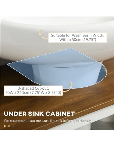 kleankin Under Sink Cabinet Bathroom Vanity Unit with Double Doors and Storage Shelves, 60 x 30 x 60cm, White