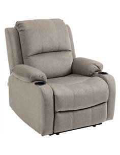 HOMCOM Recliner Chair, Microfibre Reclining Chair with Adjustable Leg Rest, Cup Holders, Recliner Armchair for Home Living Room,