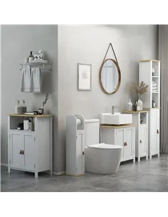 kleankin Slim Bathroom Storage Cabinet - White 2