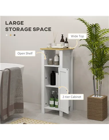 kleankin Slim Bathroom Storage Cabinet - White