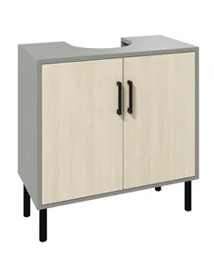 kleankin Under Sink Cabinet, Bathroom Vanity Unit, Storage Cupboard with Double Doors and Storage Shelves, 60x30x60cm, Natural